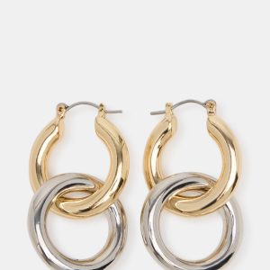 TWO-TONE HOOP EARRINGS SILVER MULTI