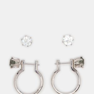 CRYSTAL EARRINGS SET BLACK/SILVER