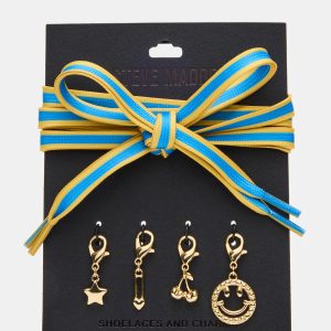 SHOE LACES AND CHARMS BLUE/YELLOW