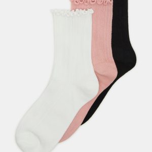 3 PACK LETTUCE EDGE RIBBED SOCKS MULTI