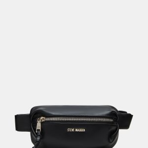 PLEATED BAGUETTE BELT BAG BLACK