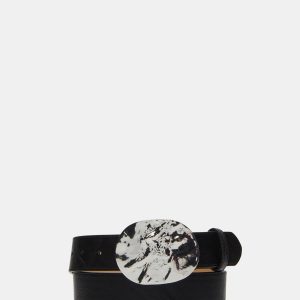 PLATE BUCKLE BELT BLACK/SILVER