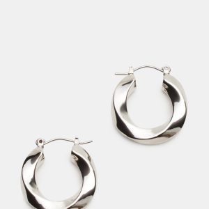 SMALL TWISTED HOOPS SILVER