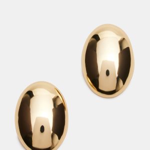 OVAL STUD EARRINGS GOLD