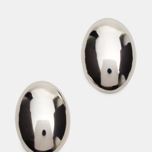 OVAL STUD EARRINGS SILVER